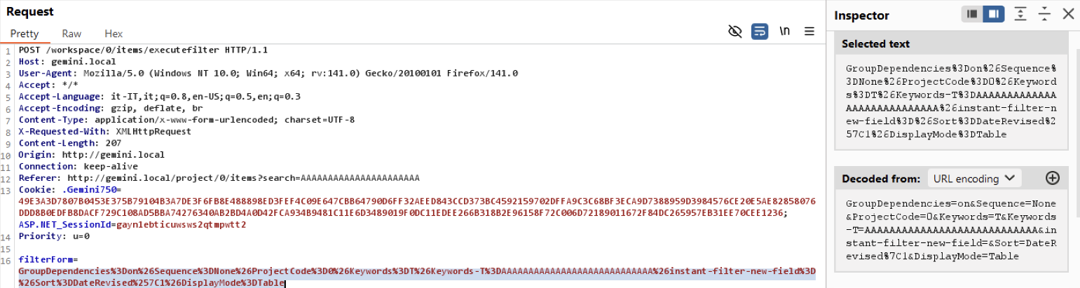 Example of HTTP request sent by the browser