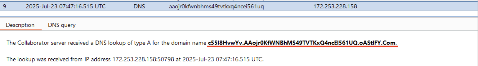 API key exfiltrated via DNS