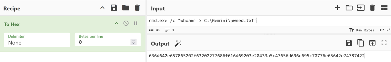 Encoded system command
